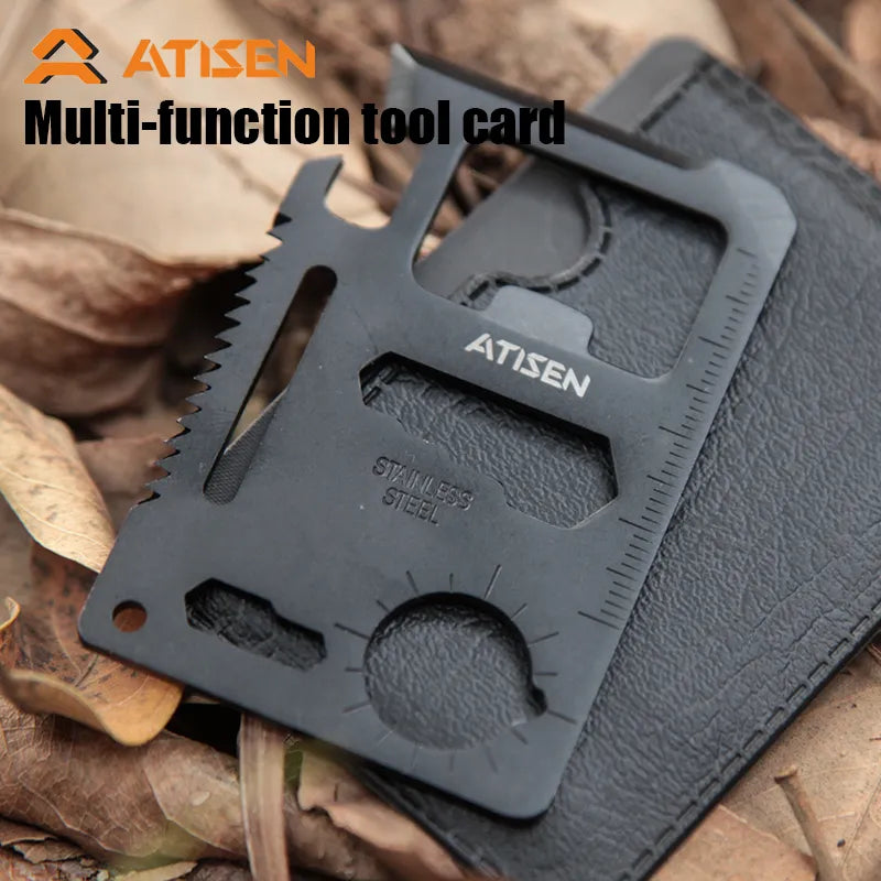 Multifunctional Portable Stainless Steel Tool Card Outdoor Survival Camping Accessories With Saw Ruler All In One hunting tool