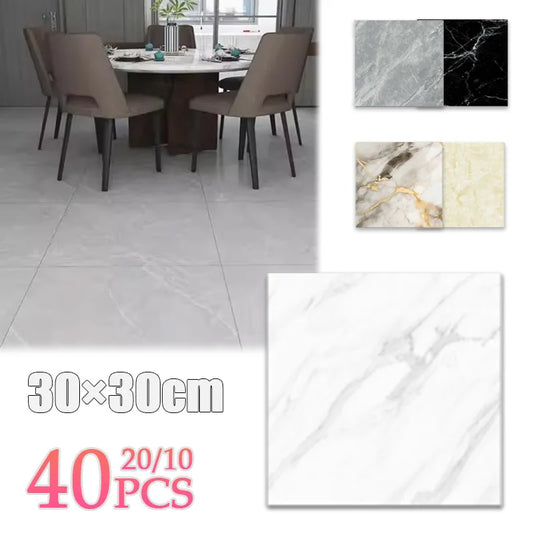 10-40PCS Marble Style Floor Stickers Thickened Self-adhesive Flooring Wear-resistant PVC Flooring Stickers Household Floor Mats