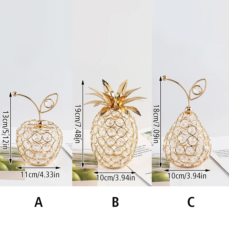 Bling Crystal Apple & Pineapple Ornaments: Creative Home Décor & Photography Props
