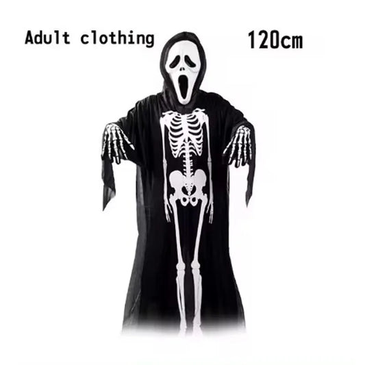 Black Death Coat for Kids and Adults, Skull Ball Costume, Halloween Party Supplies Set, Gift, 2025Novelty