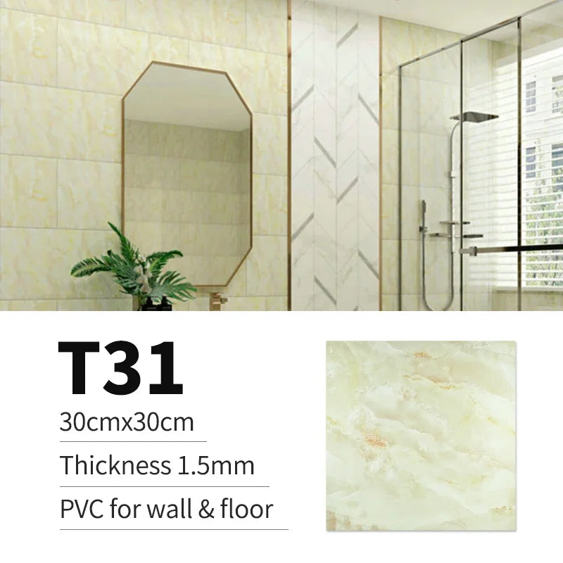 40pcs Waterproof Imitation Tile Floor Stickers 30*30cm Bathroom Self-adhesive wall decoration wall decorations living room