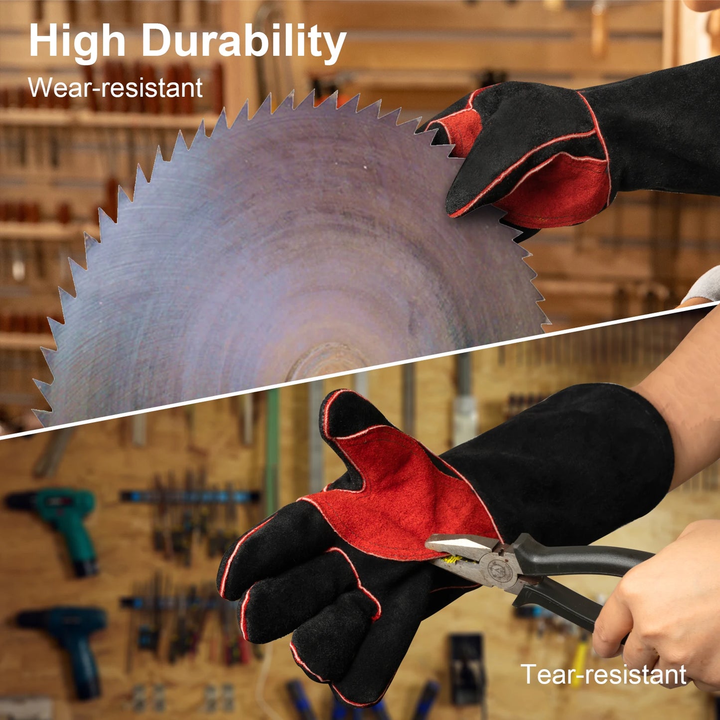 ARCCAPTAIN Welding Gloves Work Welder's Cowskin Leather Barbecue Glove Grill BBQ Heat Resistant Long Sleeve