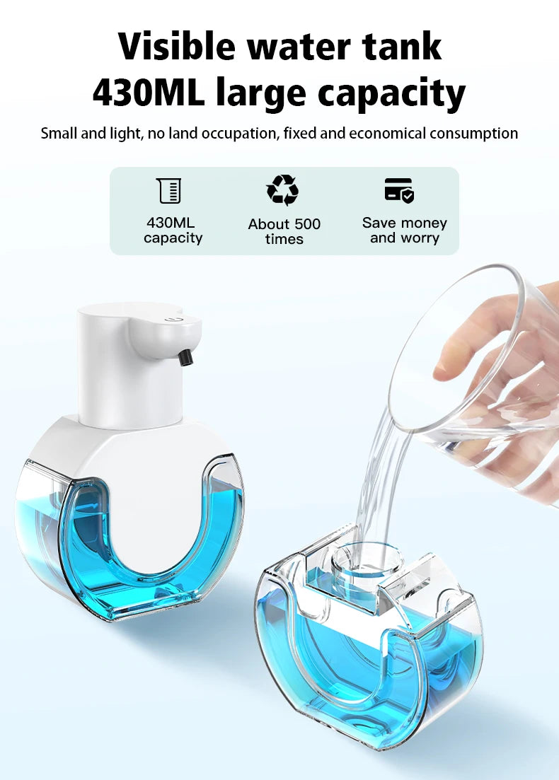 Touchless Automatic Foam Soap Dispensers Bathroom Smart Washing Hand Machine with USB Charging White High Quality ABS Material