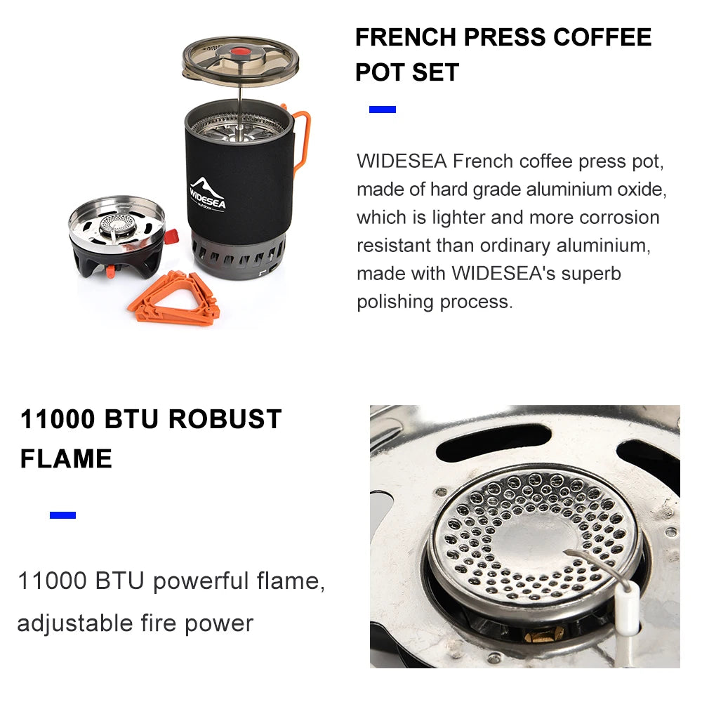 Widesea Camping Gas Stove Cooking System with Coffee Pot