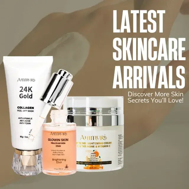 Ammuri Radiance Skincare Set ā Niacinamide Serum, Vitamin C Cream & 24K Gold Mask