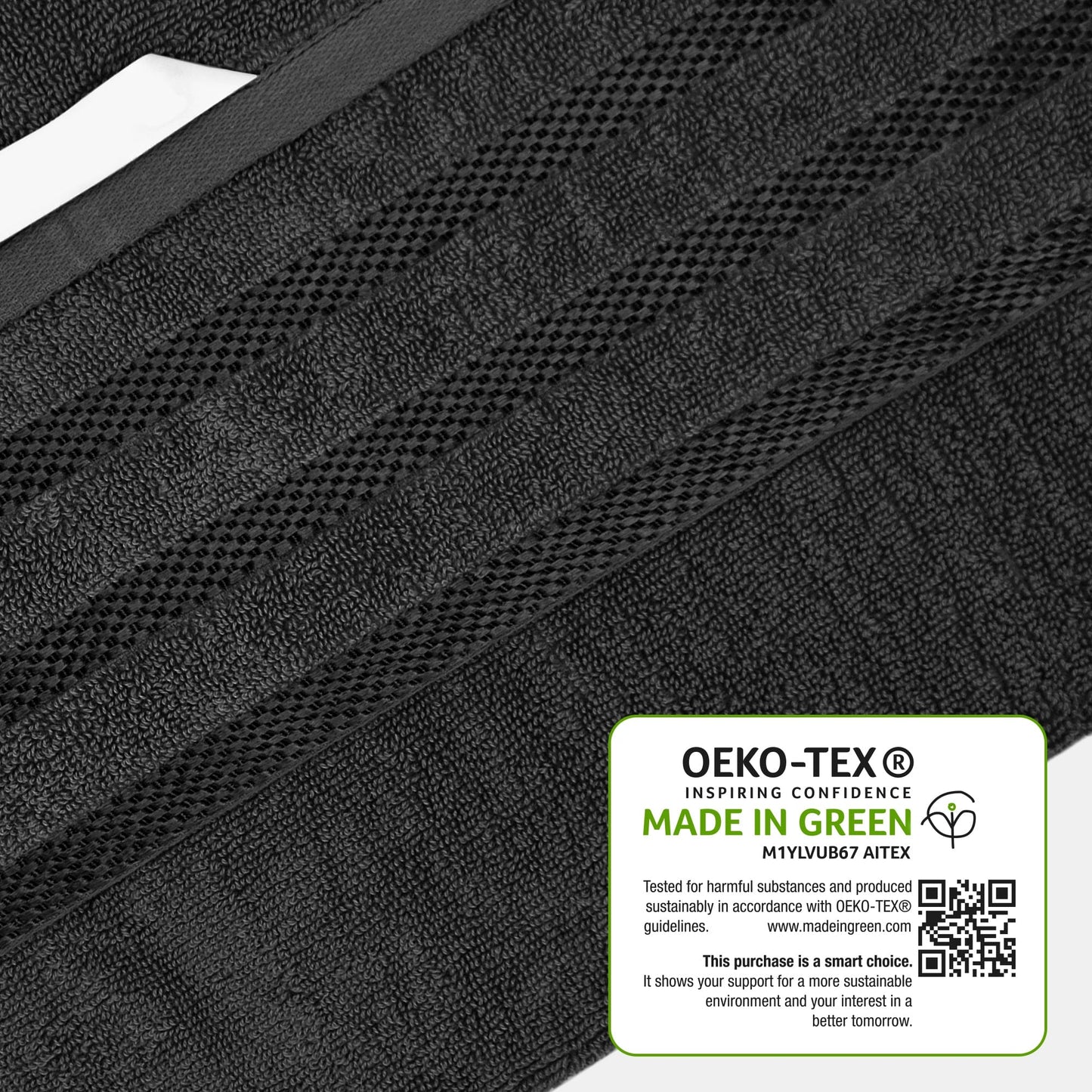 Belmont Viscose Stripe Grey Towels 100% Cotton Hotel Quality Super Absorbent 10 Piece Bale Set, 4 Hand Towel & 12 Face Cloths by OLIVIA ROCCO