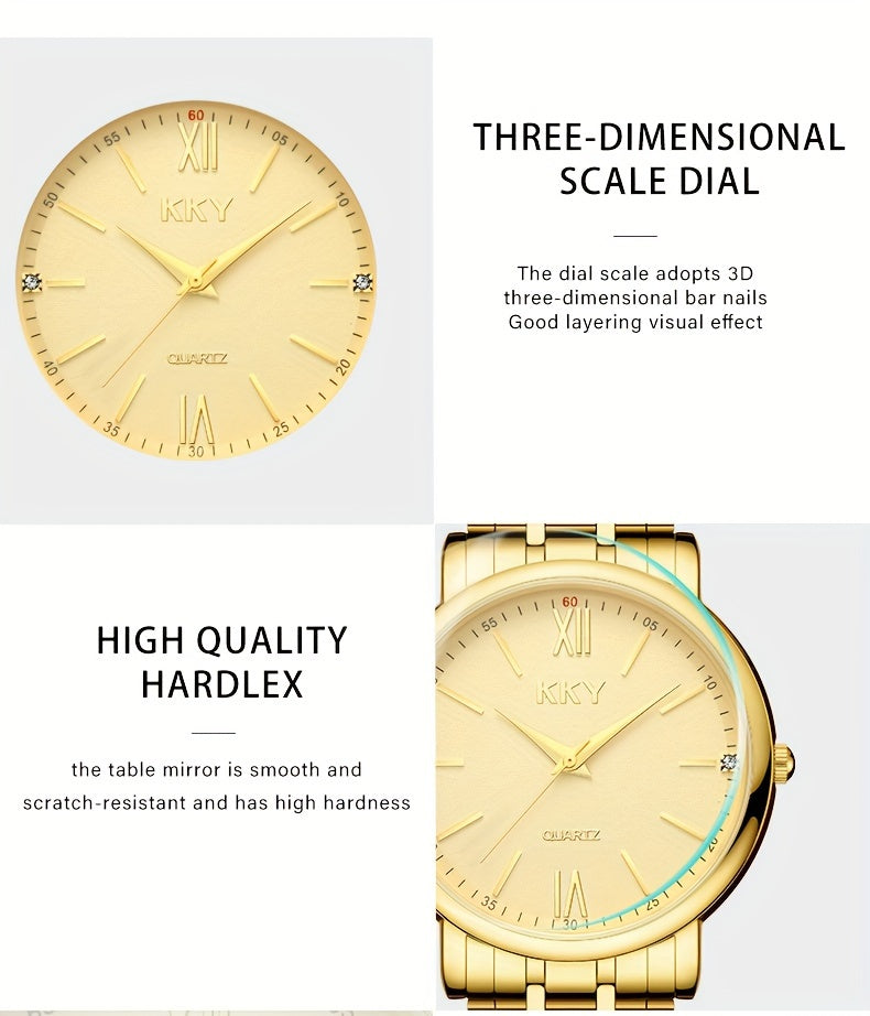 KKY Elegant Golden-Tone Quartz Watch for Women