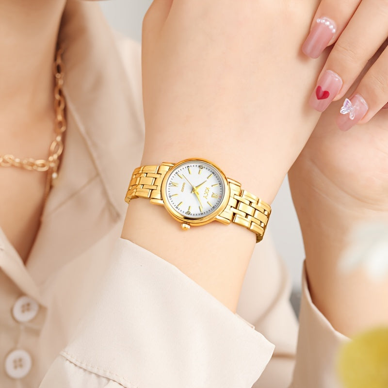 KKY Elegant Golden-Tone Quartz Watch for Women