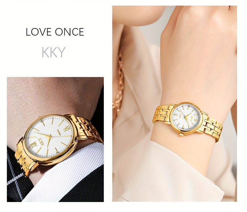 KKY Elegant Golden-Tone Quartz Watch for Women