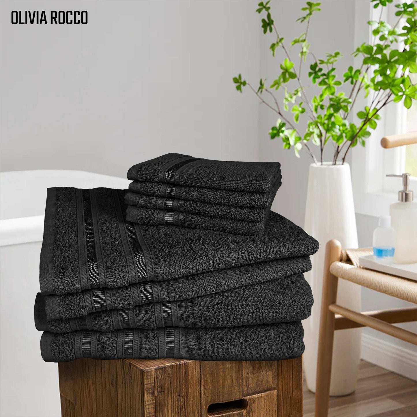 OLIVIA ROCCO Ritz Viscose Stripe Towels Super Soft Cotton Highly Absorbent Jumbo Bath Sheet Pack And Towel Bale Sets Available