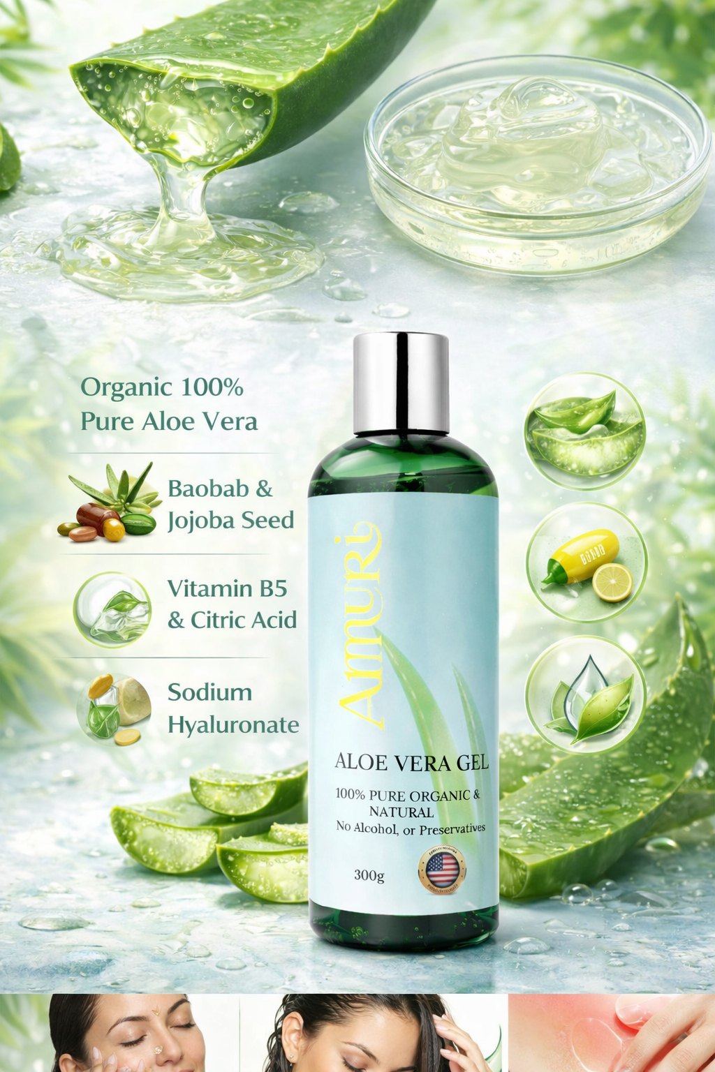 Organic Aloe Vera Gel for Natural Skin Relief & Hydration | Ammuri
