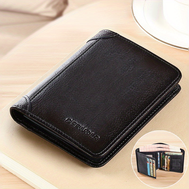 Men's Trendy Tri-Fold Genuine Leather Thin Card Holder