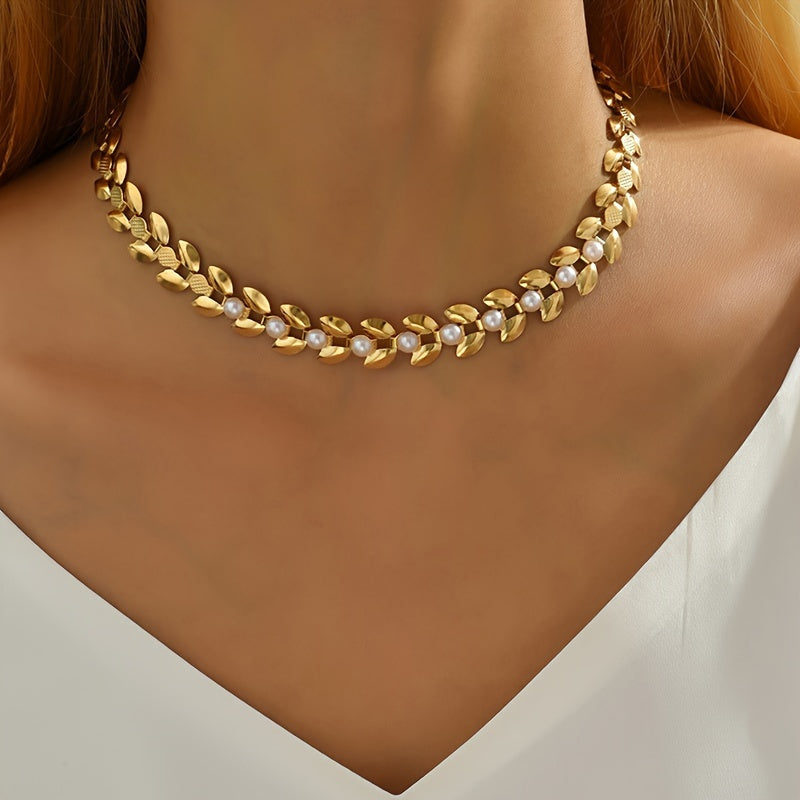 Elegant Golden-Tone Wheat Ear Choker Necklace