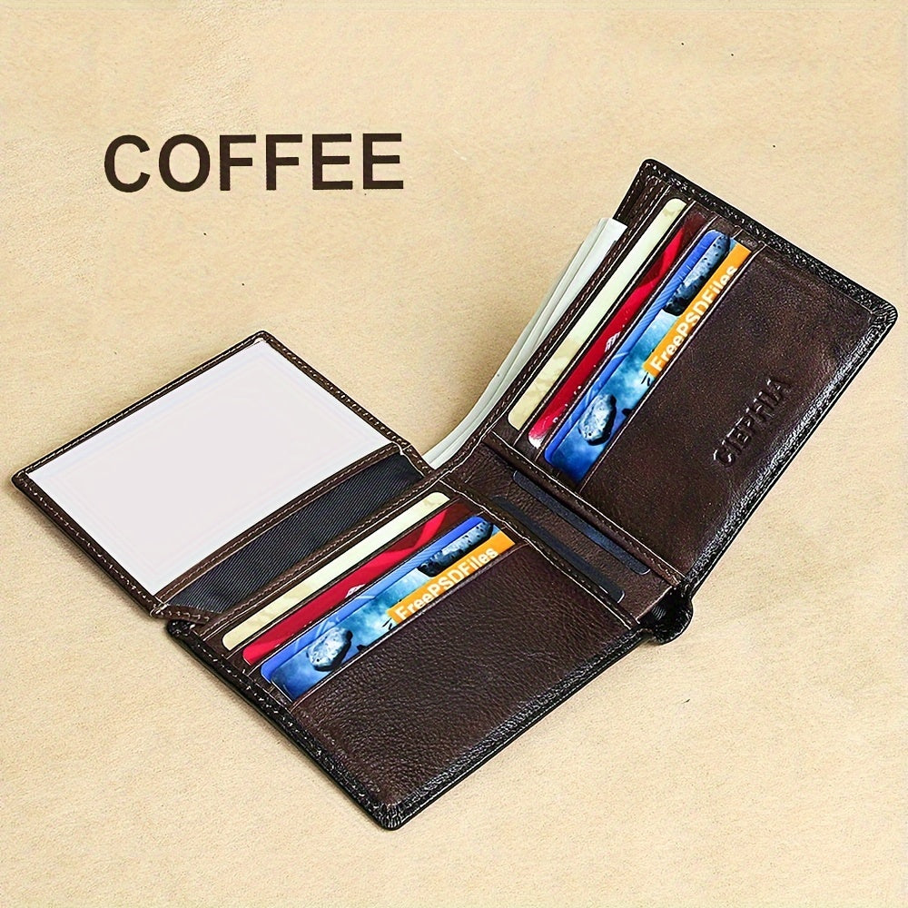 Men's Genuine Leather Anti Theft Brush Wallet