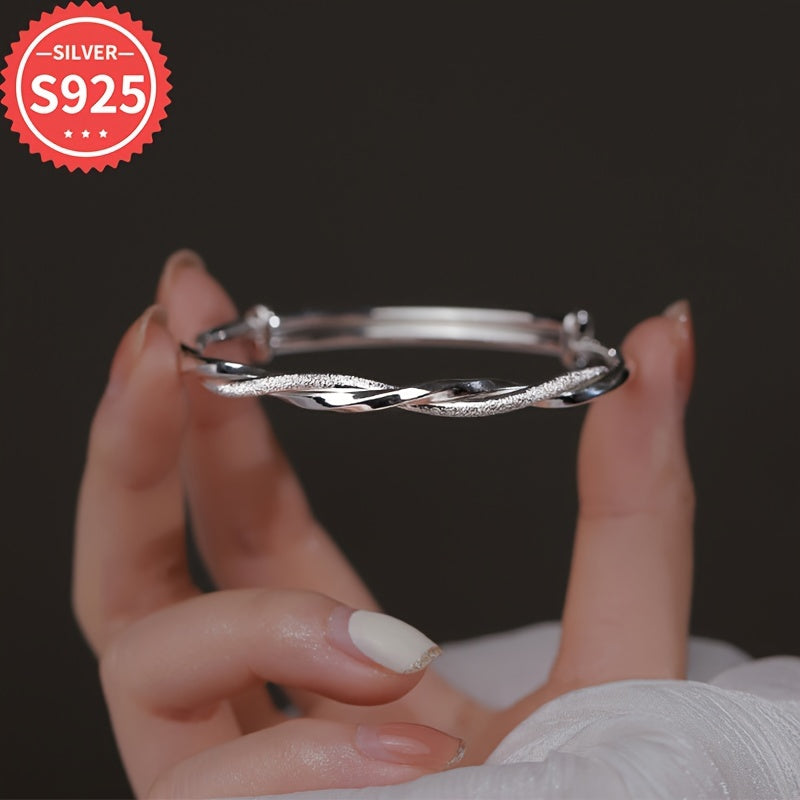 Elegant 925 Sterling Silver Mobius Ring Bangle – Hypoallergenic Double-Layer Starry Design Bracelet for Women, Perfect for Daily Wear & Special Occasions