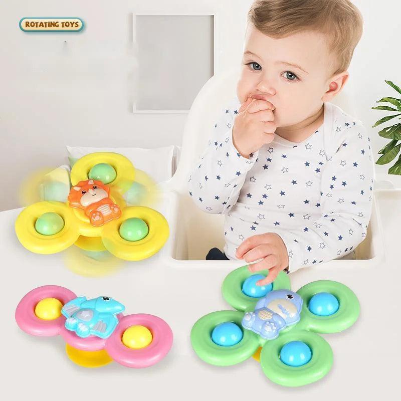 Spin, Stick & Play – 3PCS Suction Cup Spinner Bath Toys for Baby Sensory Fun
