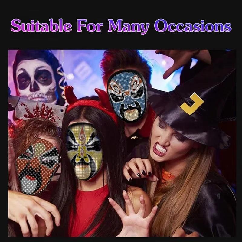 Bluetooth LED Face Mask – Programmable Light‑Up Carnival Mask with App & Gesture Control