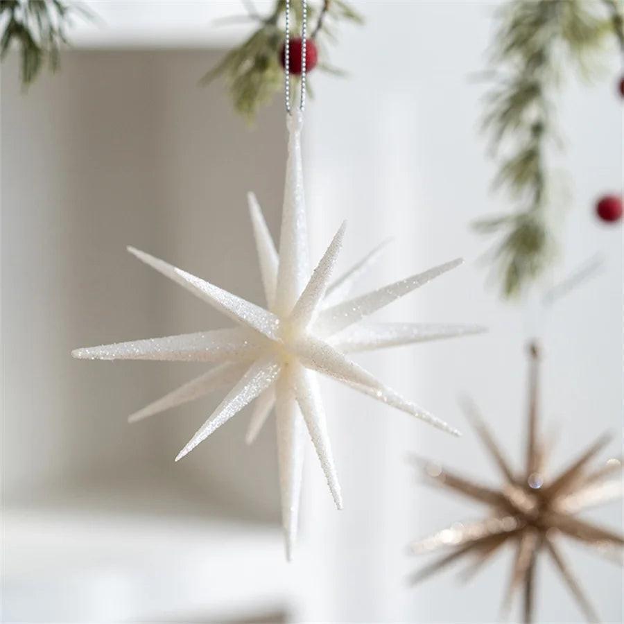Exploding Star Christmas Tree Topper – Champagne & White Accent