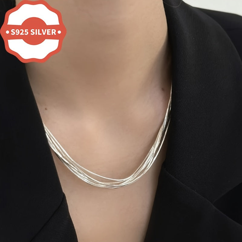 Hip Hop Style Sterling Silver Layered Pendant Necklace