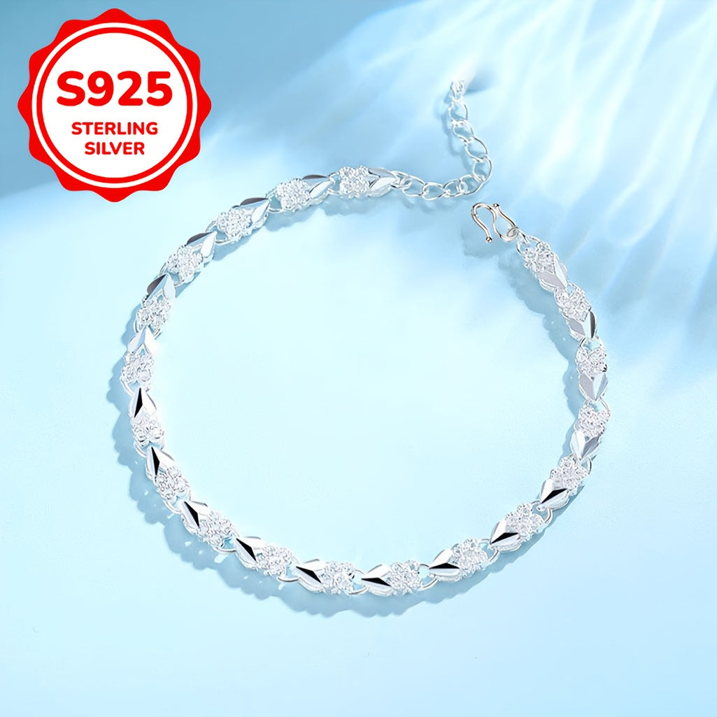 Vintage 925 Sterling Silver Leaf Bracelet – Boho Chic Adjustable Chain for Daily Wear & Gifts, Intricate Design Jewelry