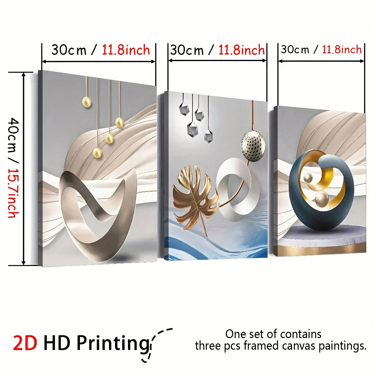 2D Flat, 3pcs Set of 2D Flat Prints, Modern Minimalist Abstract Graphic Art with Framed Canvas and Posters for Direct Hanging, Home Decor Wall Art, Room Decoration, High-Definition Printing, Holiday Gift, Living Room, Bedroom
