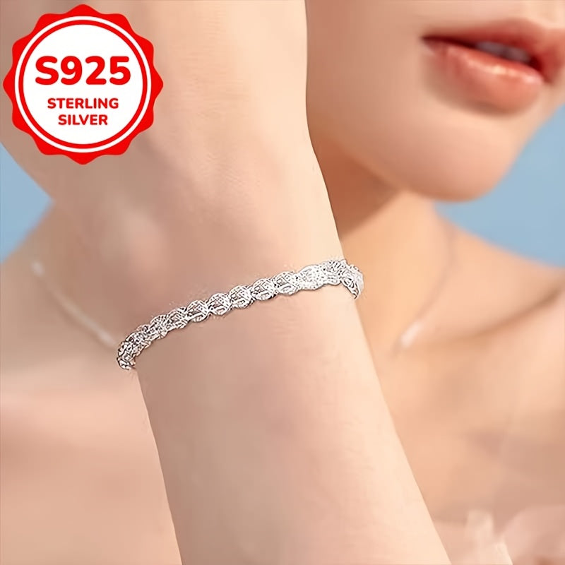 925 Sterling Silver Phoenix Tail Bracelet Female Simple Minimalist Bracelet Jewelry Silvery Color Approx. 3g per piece