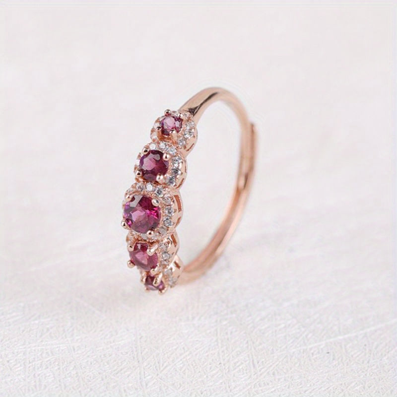 Sterling Inlaid Natural Purple Garnet Ring