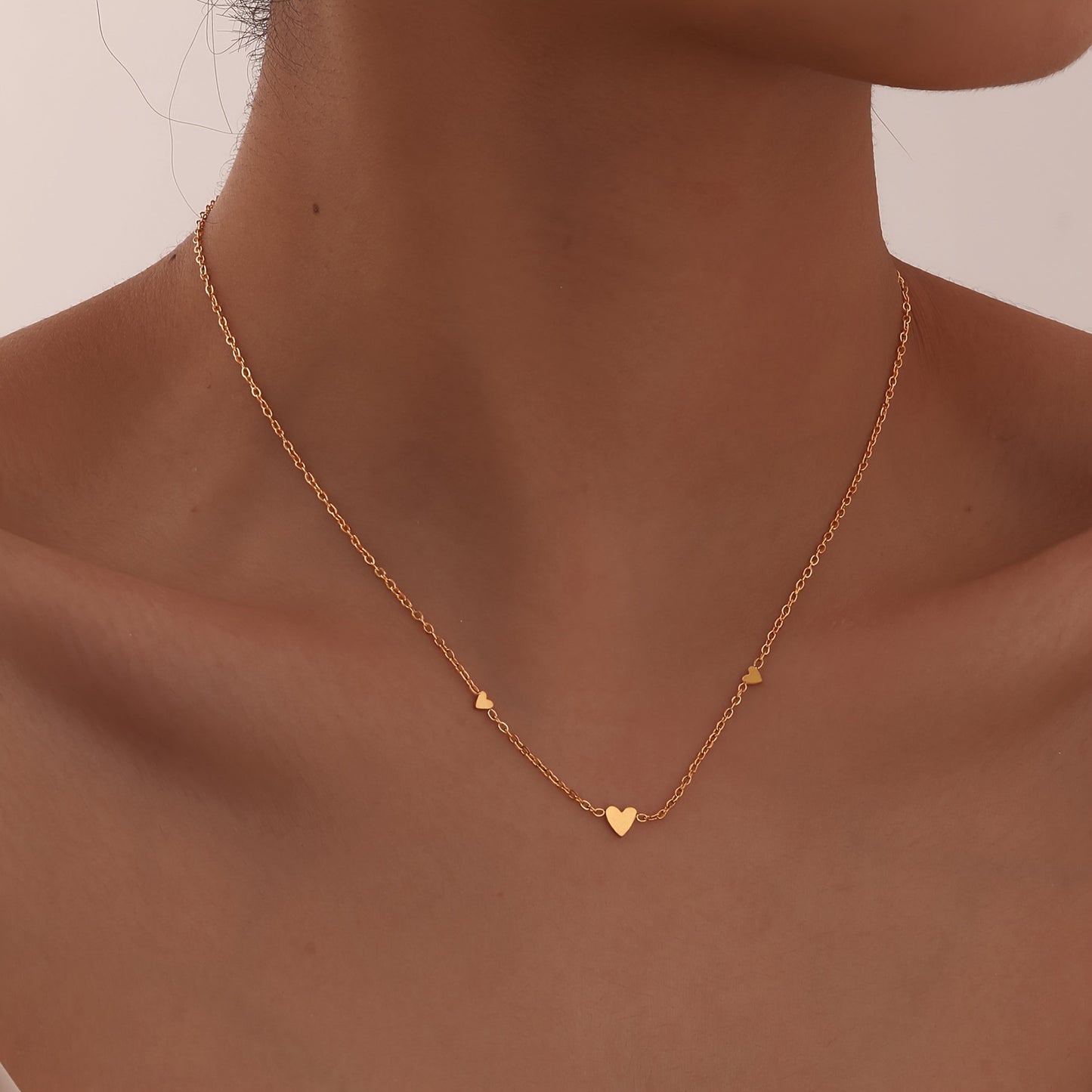 Boho Chic Gold Love Heart Pendant Clavicle Necklace