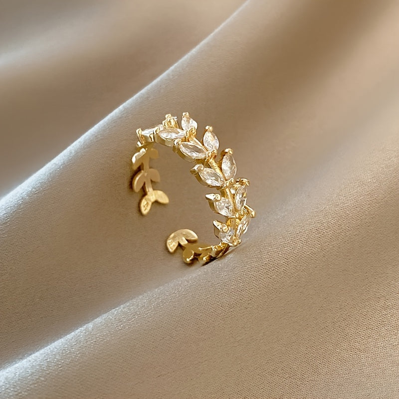 Chic Adjustable gold Leaf Ring