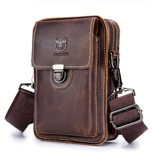 Retro Genuine Crazy Horse Leather Satchel Bag For Men