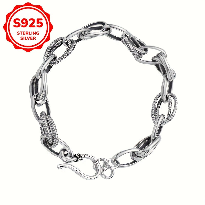 Vintage Street Style 925 Silver Bracelet – Creative Intertwined Rings Design, Lightweight 8g, Ideal for Everyday Hip-Hop Fashion & Gifts for Women