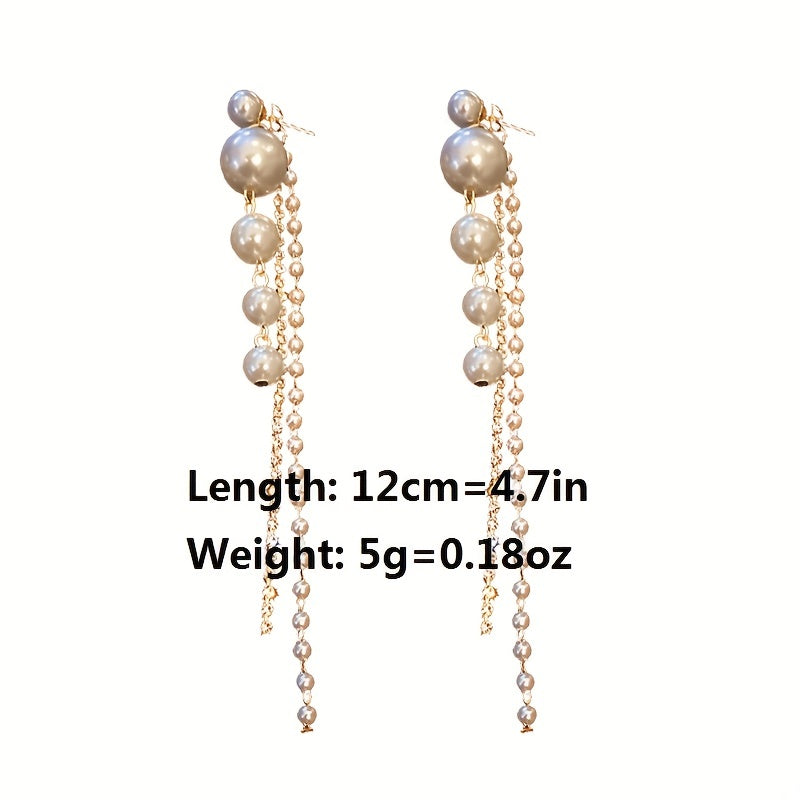 Elegant Long Imitation Pearl Tassel Earrings