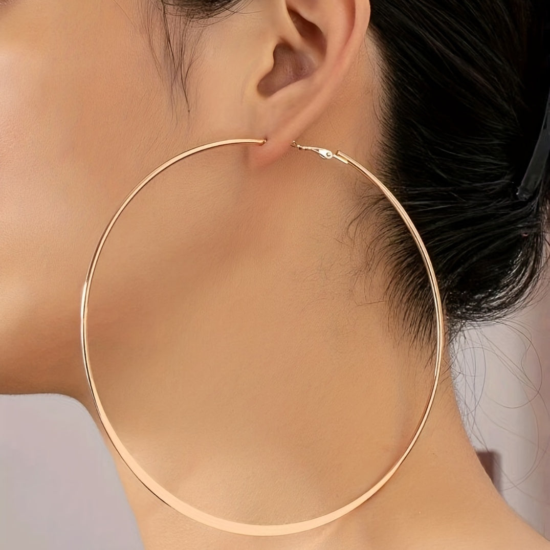 Pair of Fashionable Oversized Round Earrings