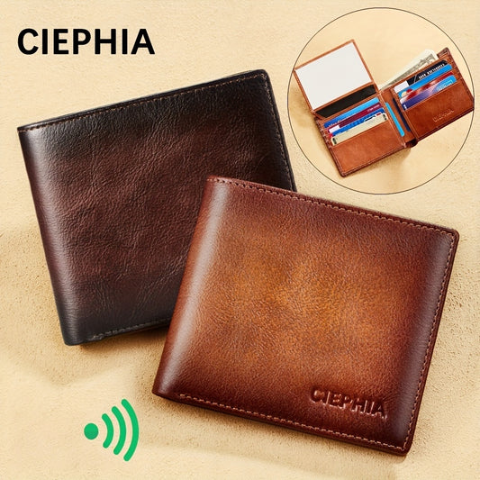 Men's Genuine Leather Anti Theft Brush Wallet