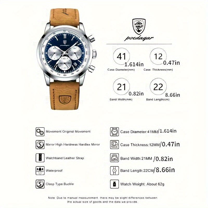 POEDAGAR Luxury Man Leather Watch