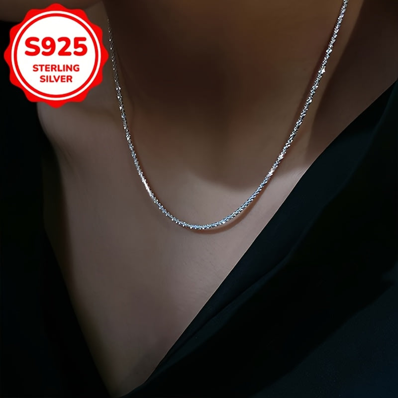 Sterling Silvery Glitter Necklace Clavicle Chain