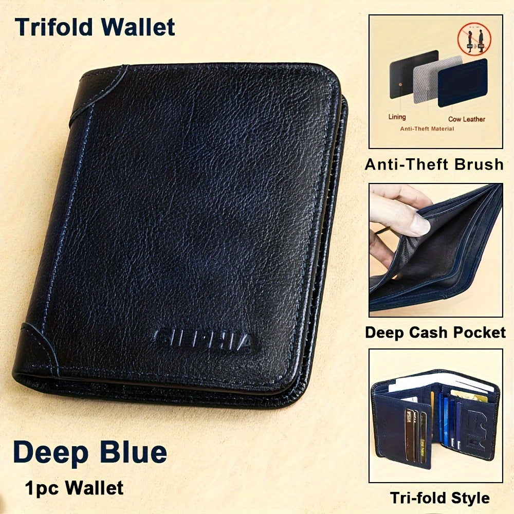 CIEPHIA Vintage Genuine Leather RFID Blocking Wallet for Men