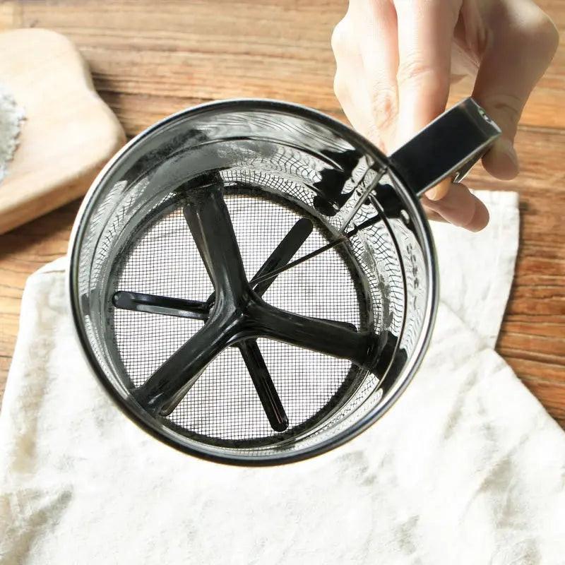 Stainless Steel Flour Sifter – Hand Press Fine Mesh Baking Sieve & Sugar Shaker, 1 Cup Capacity