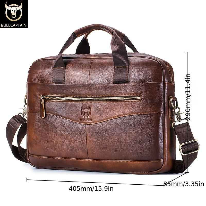 Capt. Niu leather one-shoulder messenger large-capacity fashionable male bag niu leather multi-functional hand-held business computer briefcase