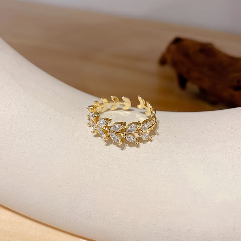 Chic Adjustable gold Leaf Ring