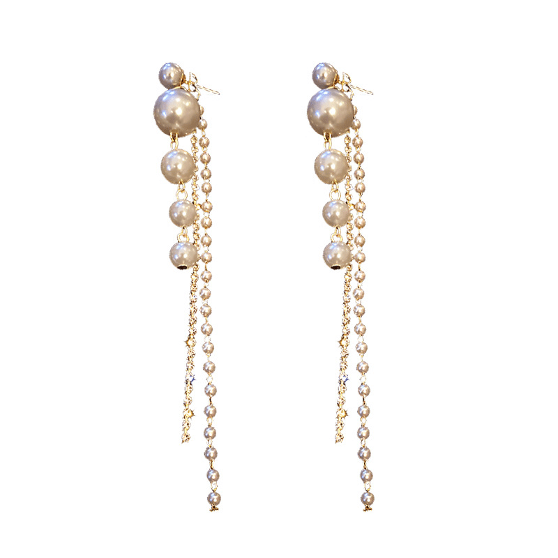 Elegant Long Imitation Pearl Tassel Earrings