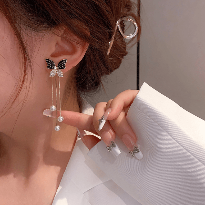 Multi-wear Black Butterfly Earrings