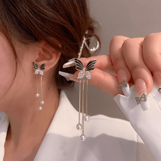 Multi-wear Black Butterfly Earrings