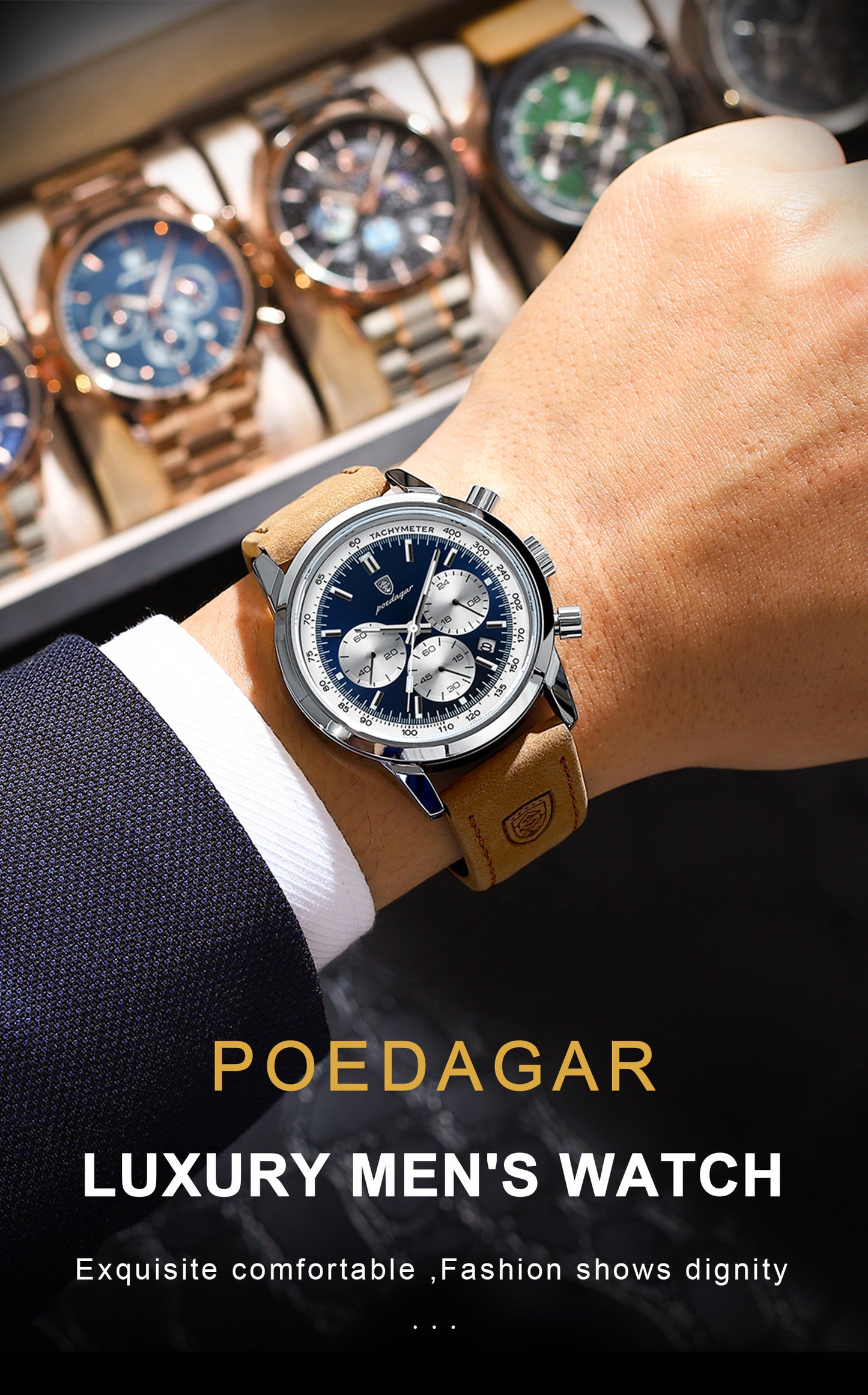 POEDAGAR Luxury Man Leather Watch