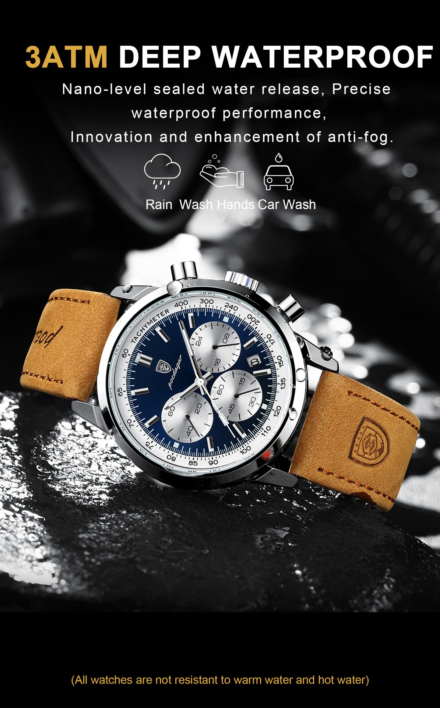 POEDAGAR Luxury Man Leather Watch