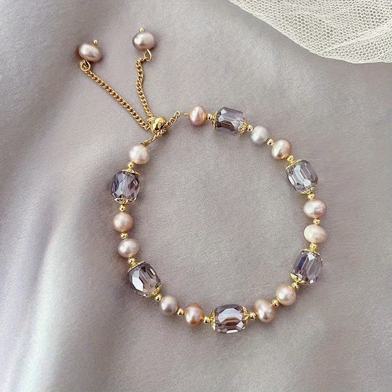 Elegant Vintage Crystal Pearl Bracelet