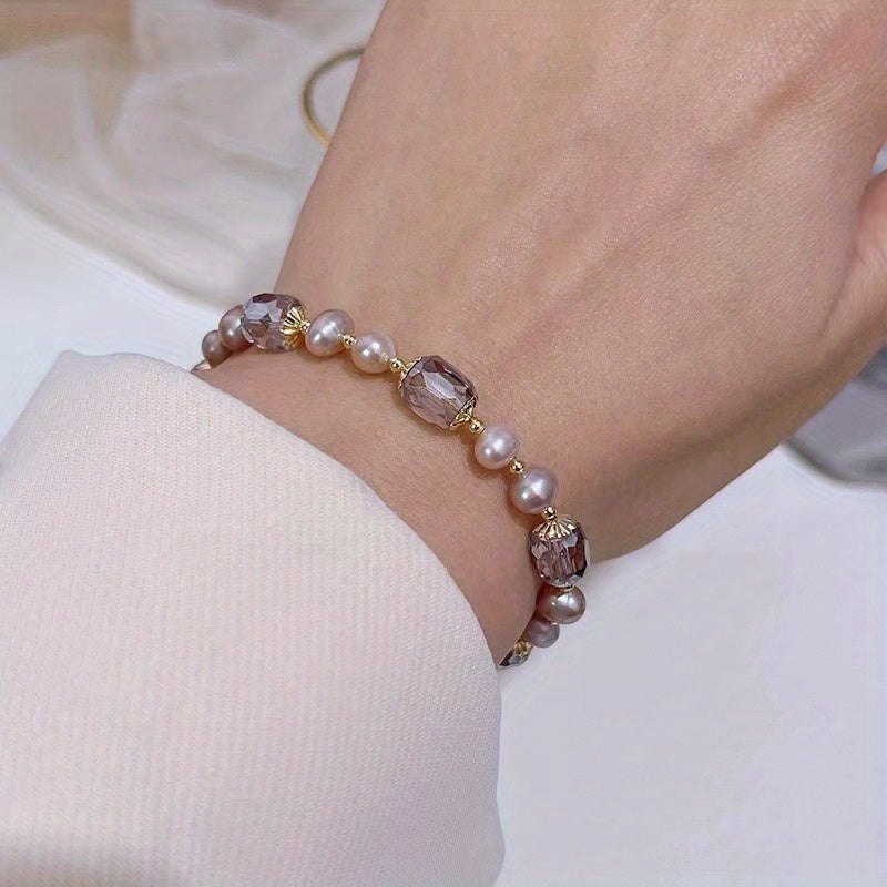 Elegant Vintage Crystal Pearl Bracelet