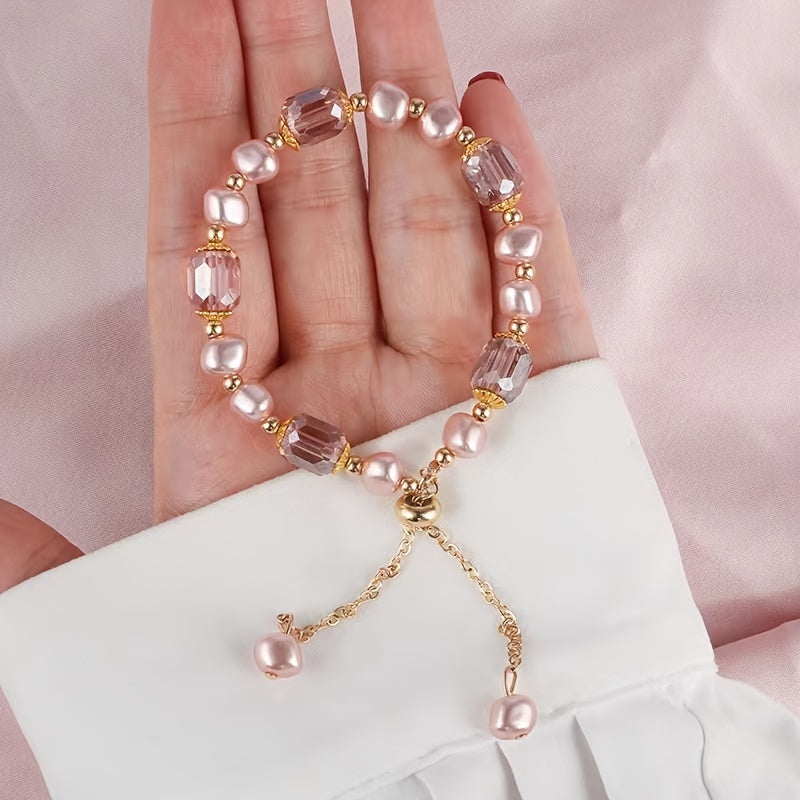 Elegant Vintage Crystal Pearl Bracelet