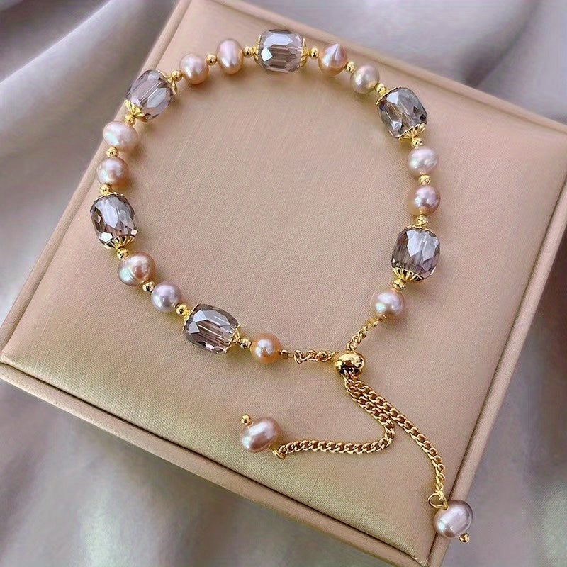 Elegant Vintage Crystal Pearl Bracelet