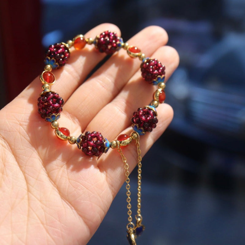 Vintage Simple Style Natural Garnet Bracelet